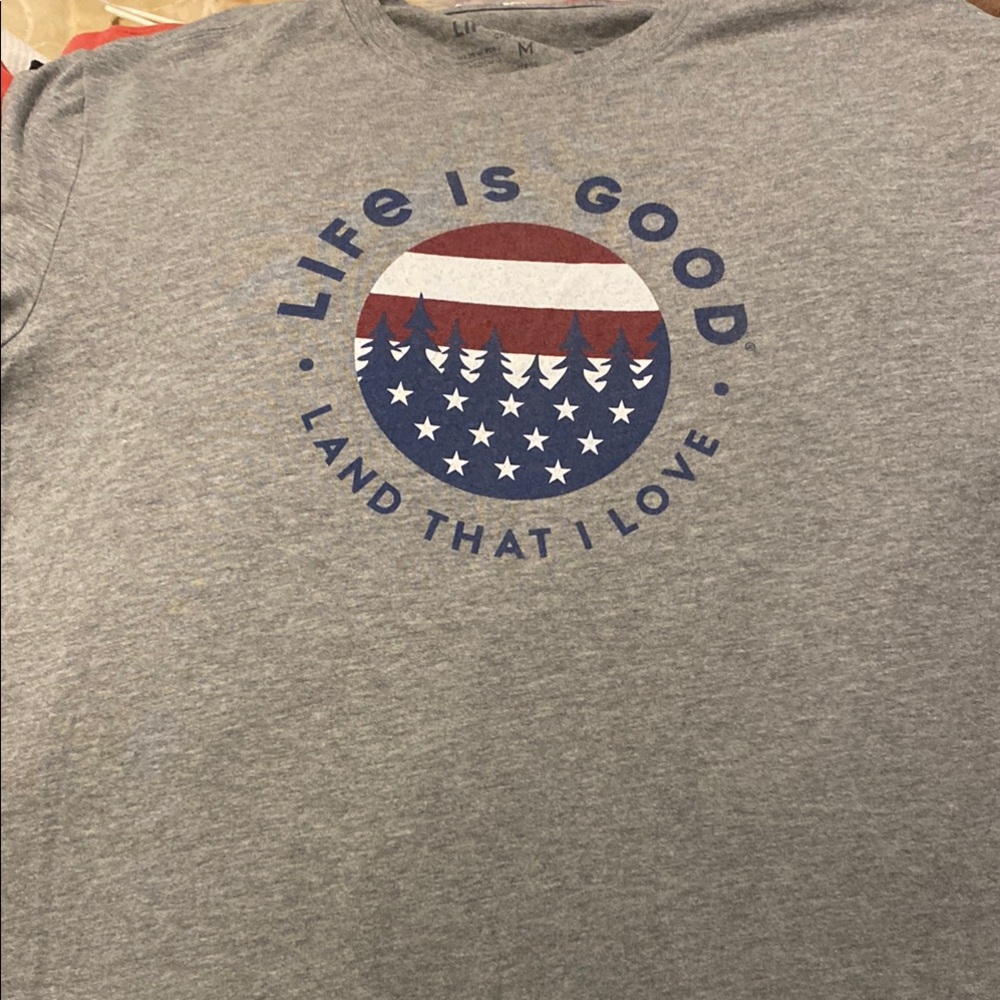 Life Is Good Gray Short Sleeve Tee size Medium